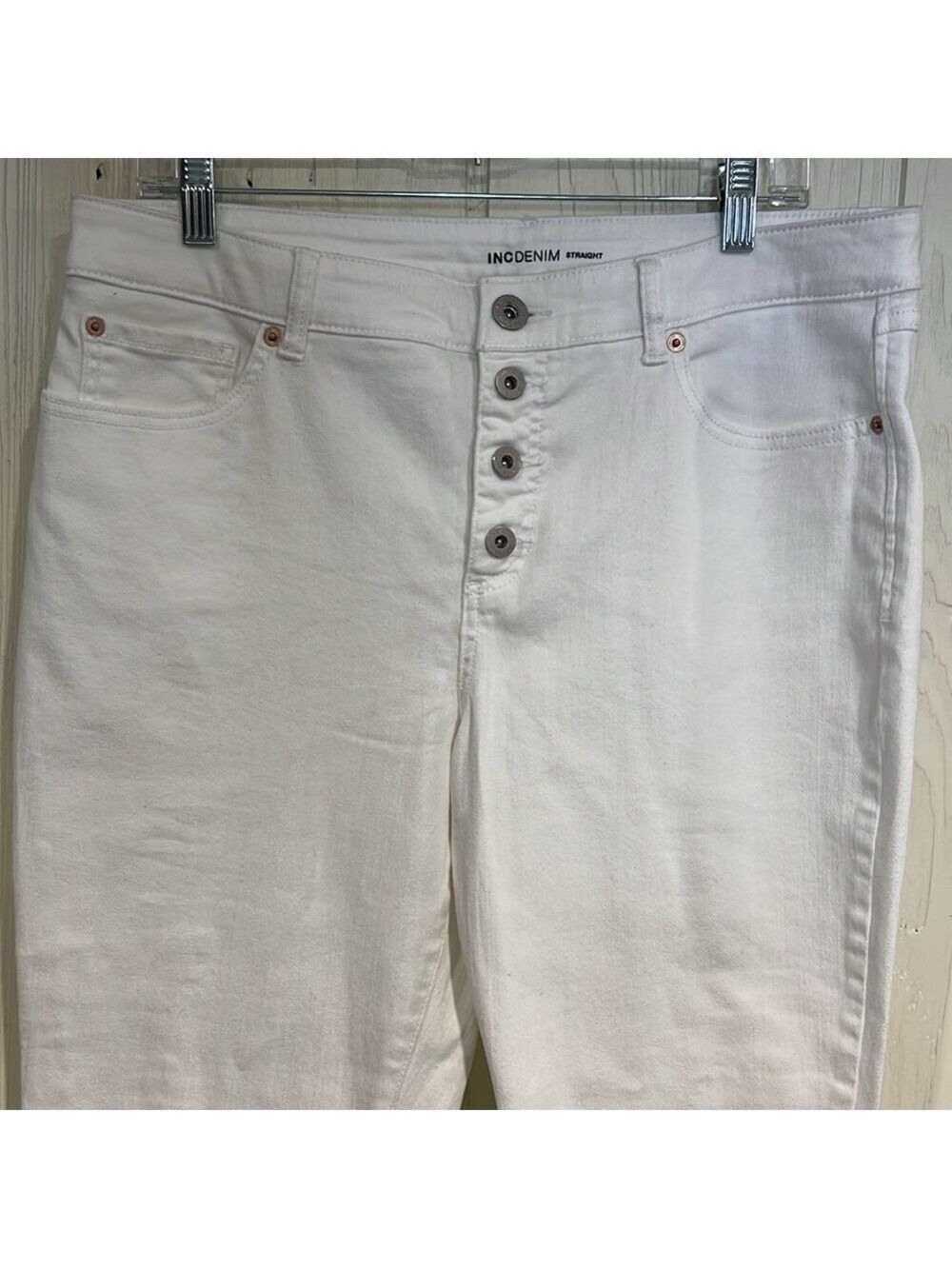 INC Denim Straight Leg Fringe Jeans Size 16 - Picture 2 of 14
